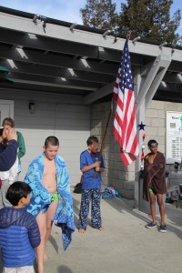 For our swim meet close to 4th of July Milo helped with the flag ceremony.