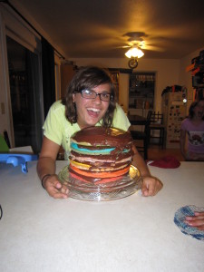 A rainbow cake.  It looks less than appetizing here, but...