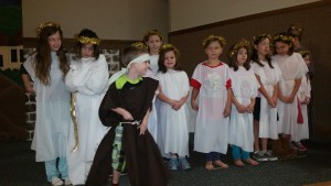 Afton was the "head" angle who talked to the shepherds.  Keri was in the angle choir.