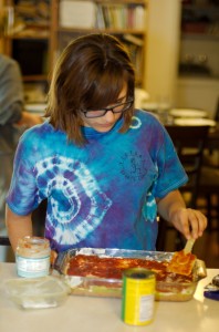 Alix making 7-layer dip.  Weird, I know, but we all love it.