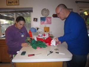 Getting lights on the girls' costumes for the parade.  That was interesting.