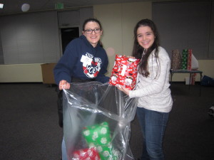 Jaime and Jessie ended up in a back room sorting and wrapping and listening to music.  They loved it.