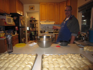 Making yummy rolls for dinner.