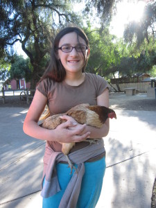 Niah spent most of the 2 hours trying to catch one of the chickens.  She finally succeeded and was the hero of the party!