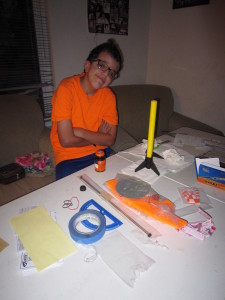 Milo building his rocket.  He just couldn't wait!