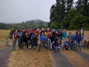 The whole group ready to start the hike.