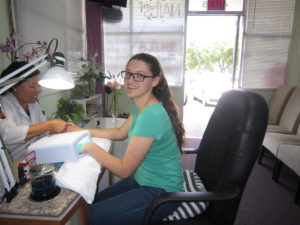 Getting her manicure that morning