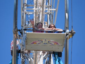 Sydney and Keri on the ferris wheel.